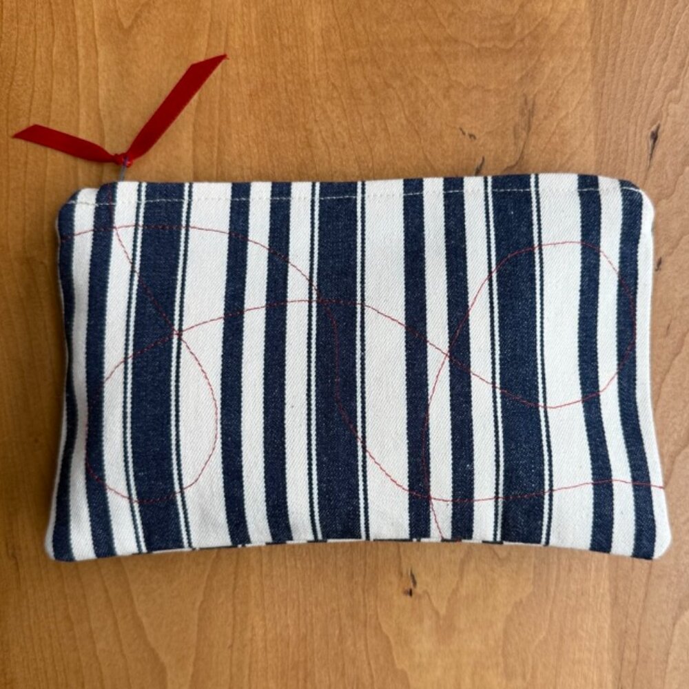 Navy and Cream Denim Clutch